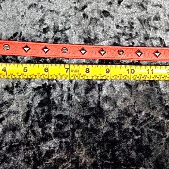 MCM Rockstar Dual Choker Necklace & Double Wrap Bracelet Red Leather Double Snap - Picture 8 of 14
